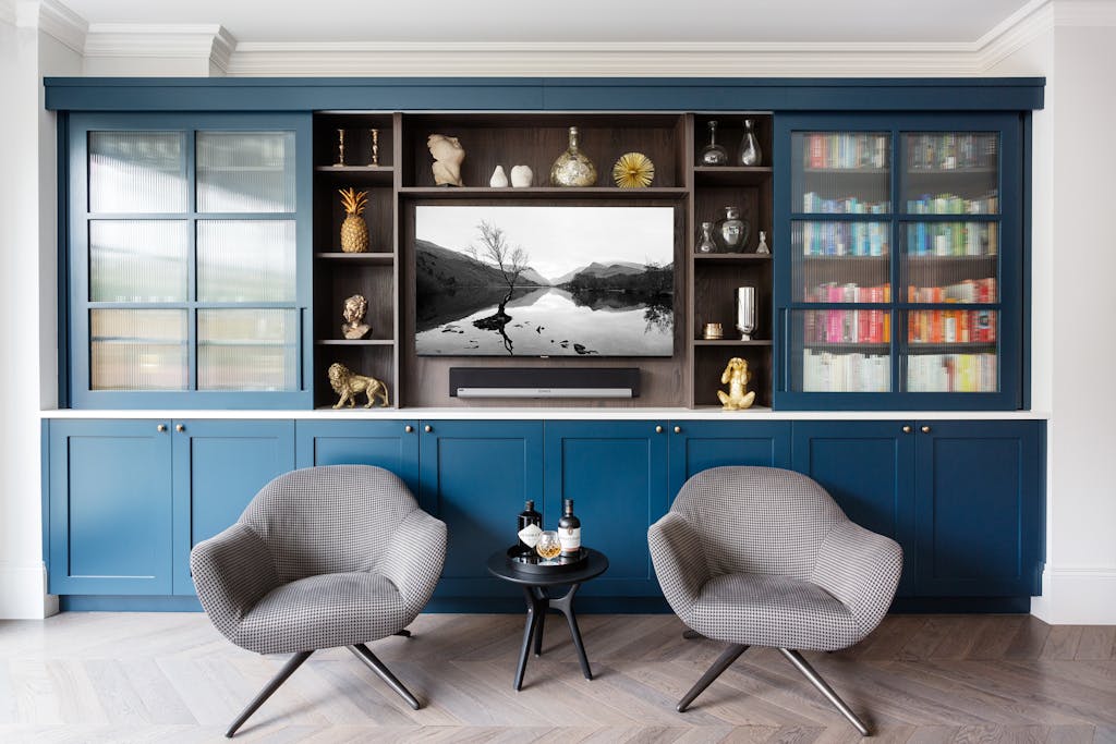 Bespoke-Media-Fireplace-Wall-Joinery-Wood-Plasterboard-Shelving-Luxury-Living-Room-Feature