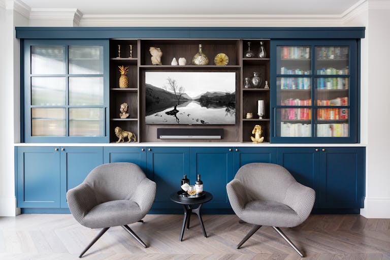 Bespoke-Media-Fireplace-Wall-Joinery-Wood-Plasterboard-Shelving-Luxury-Living-Room-Feature