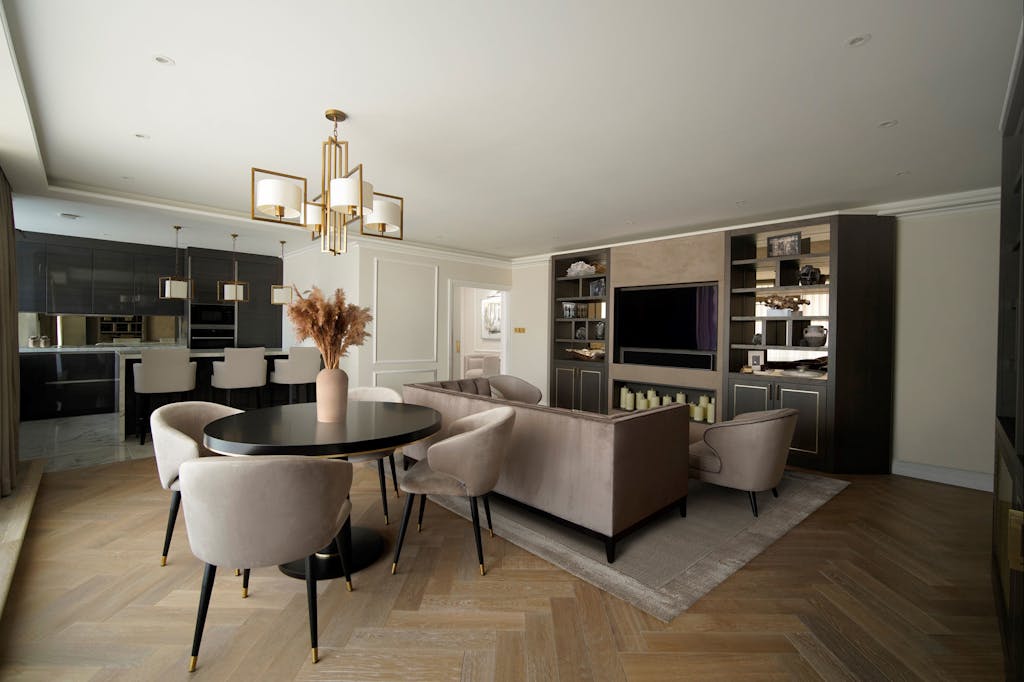 Bespoke-Media-Fireplace-Wall-Joinery-Wood-Plasterboard-Shelving-Luxury-Living-Room-Feature