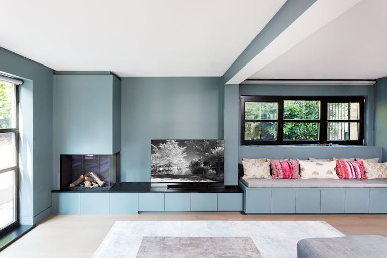 Bespoke-Media-Fireplace-Wall-Joinery-Wood-Plasterboard-Shelving-Luxury-Living-Room-Feature