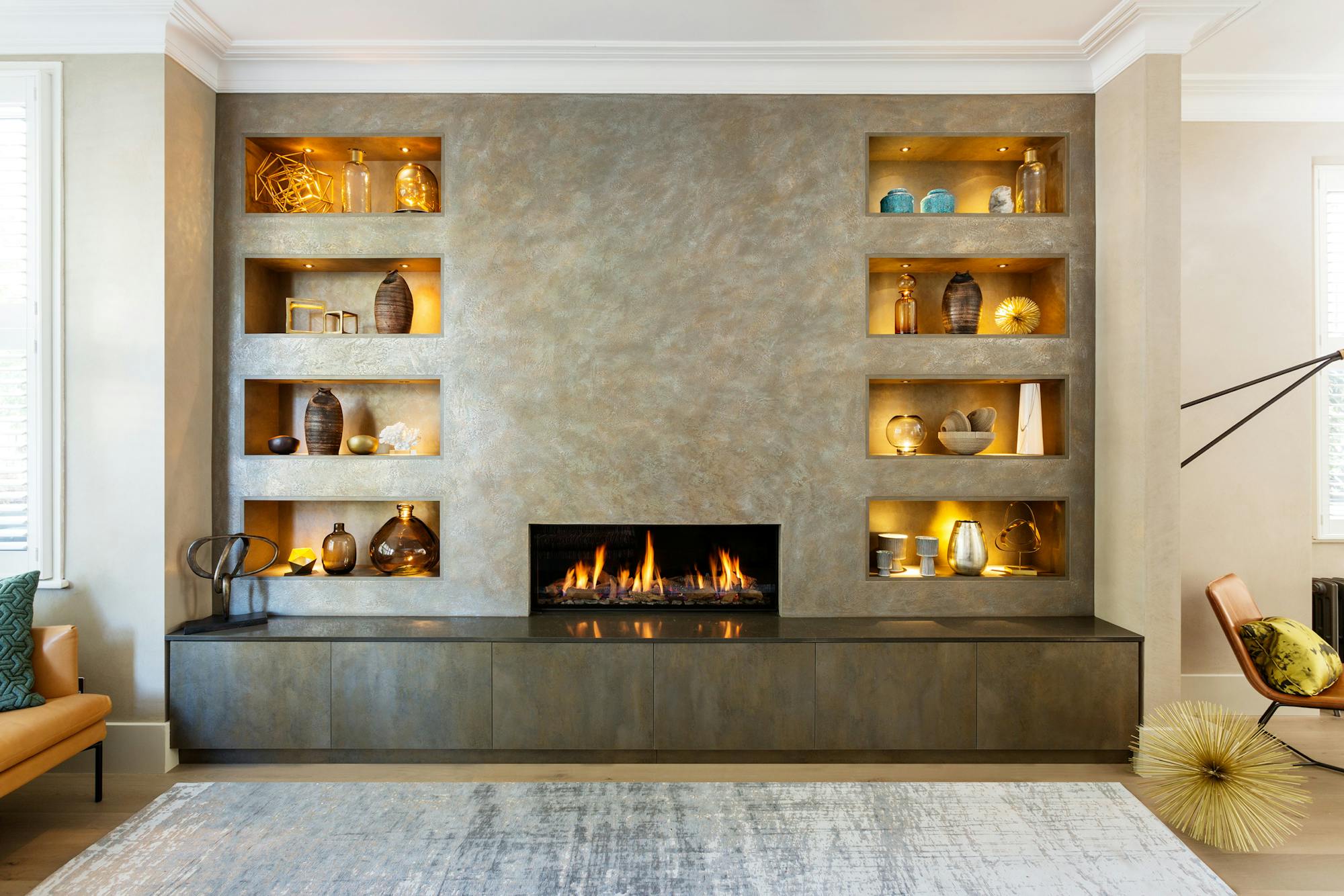 Bespoke-Media-Fireplace-Wall-Joinery-Wood-Plasterboard-Shelving-Luxury-Living-Room-Feature