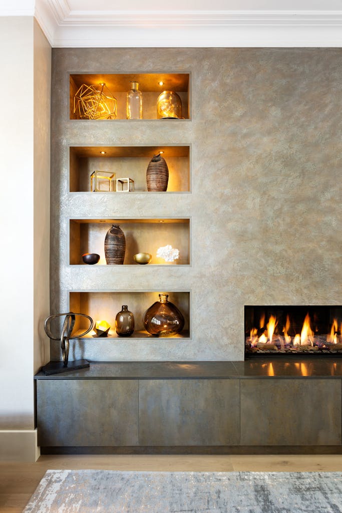 Bespoke-Media-Fireplace-Wall-Joinery-Wood-Plasterboard-Shelving-Luxury-Living-Room-Feature
