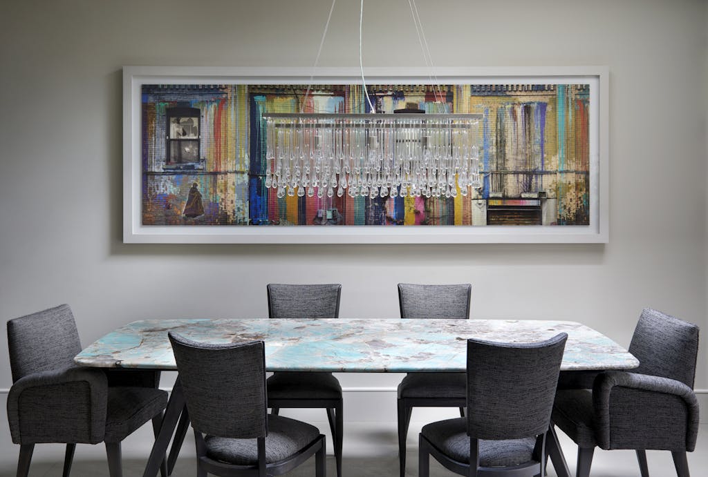 Contemporary dining table designed for London home by HUX London