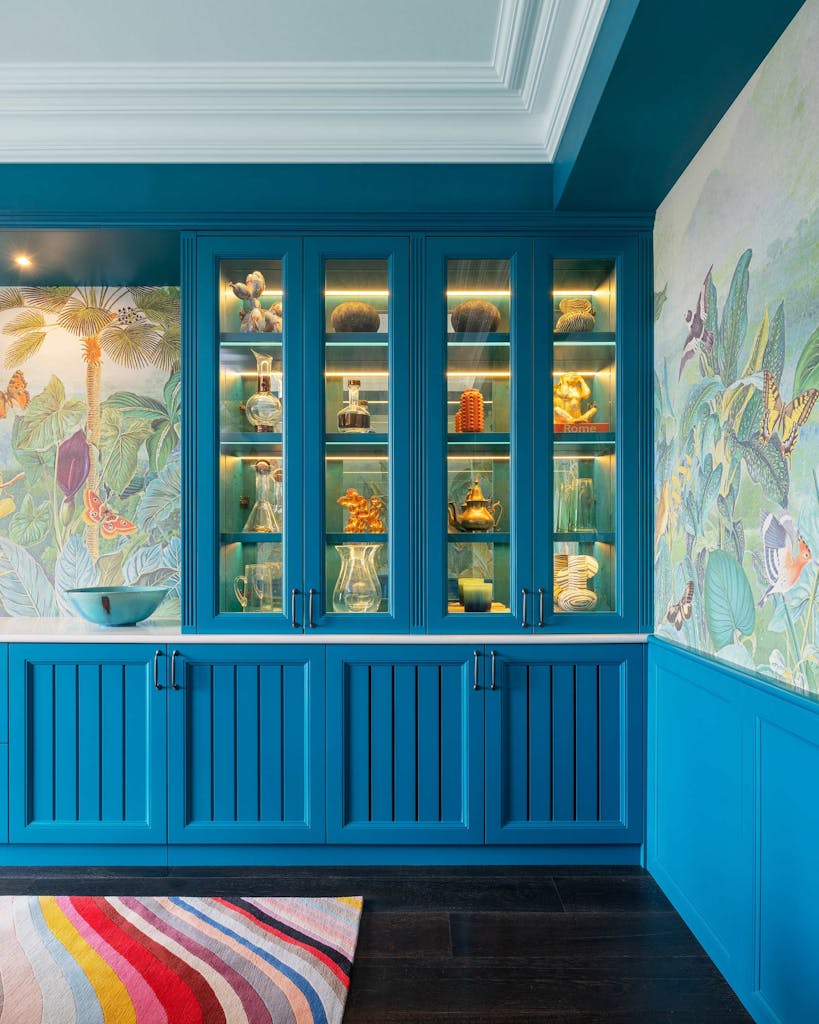 bryanston court bespoke dining room joinery home bar blue cabinetry hux london 16