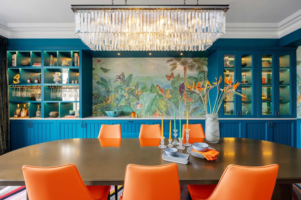 bryanston court bespoke dining room joinery home bar blue cabinetry hux london 8