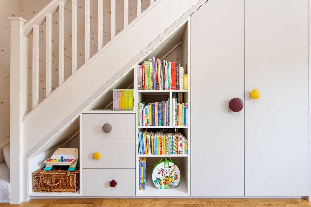 eton avenue playful childrens joinery under stair hux london