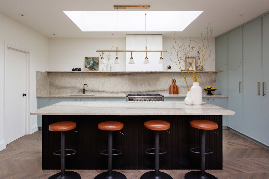whitehall bespoke kitchen light blue jet black hux london 4