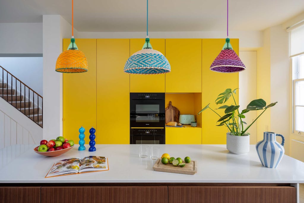 hereford road kitchen yellow cabinetry island hux london 2